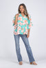 Time for a Vacation Women's Floral V-Neck Short Sleeve Top