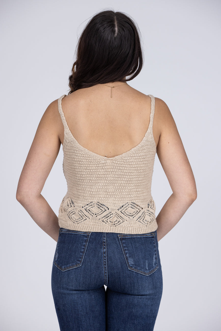 Eyes On Me Women's Open Knit V-Neck Tank Top *Final Sale*