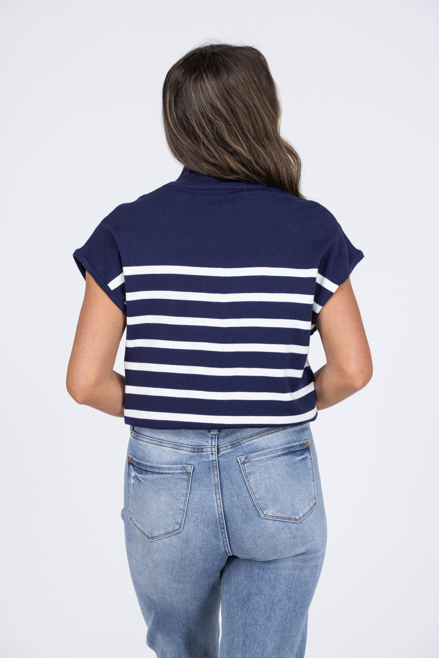 Turning It Around Women's Striped Ribbed Short Sleeve Top