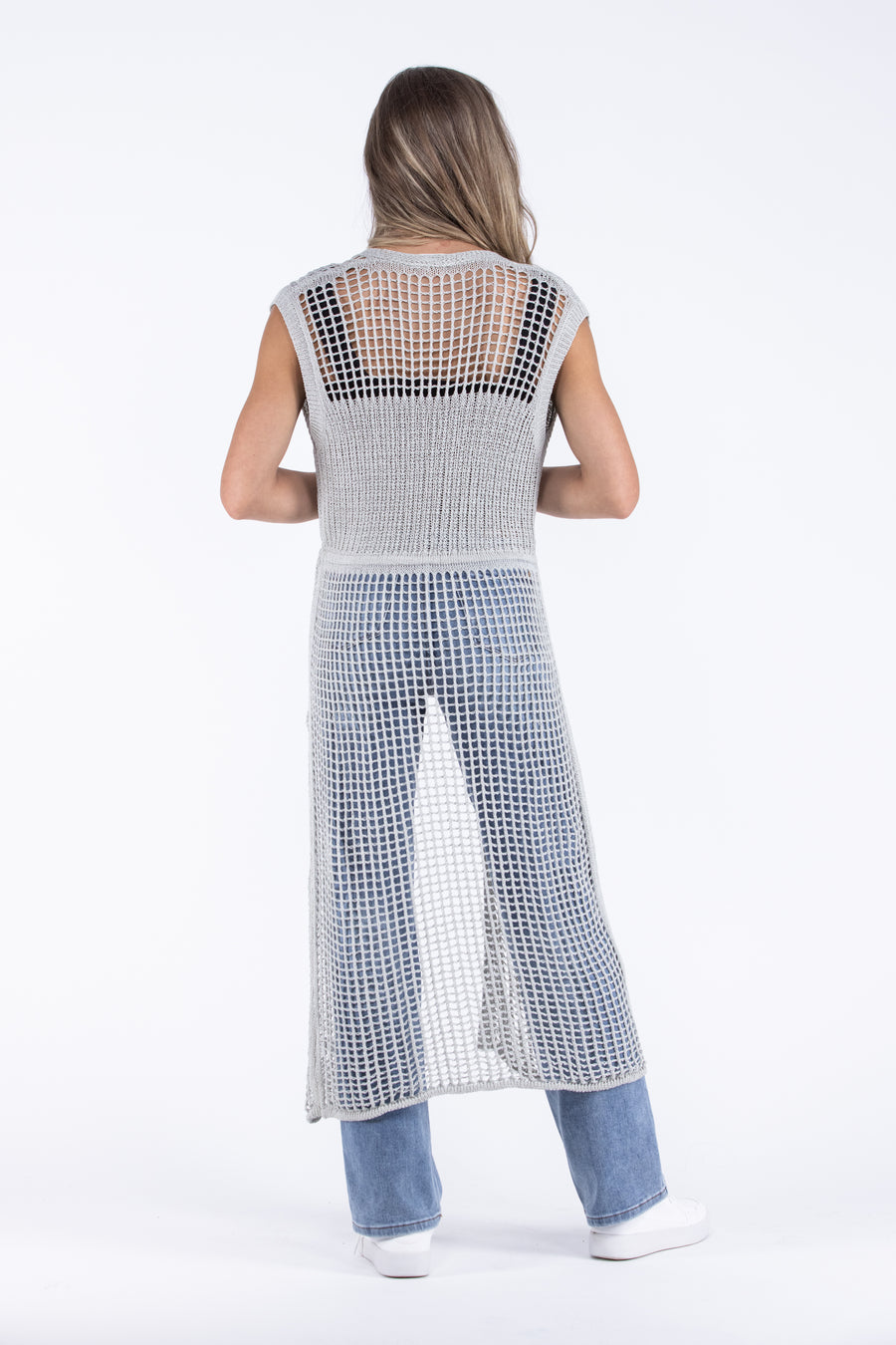 Flying Free Women's Boho Open Knit Sleeveless Cardigan