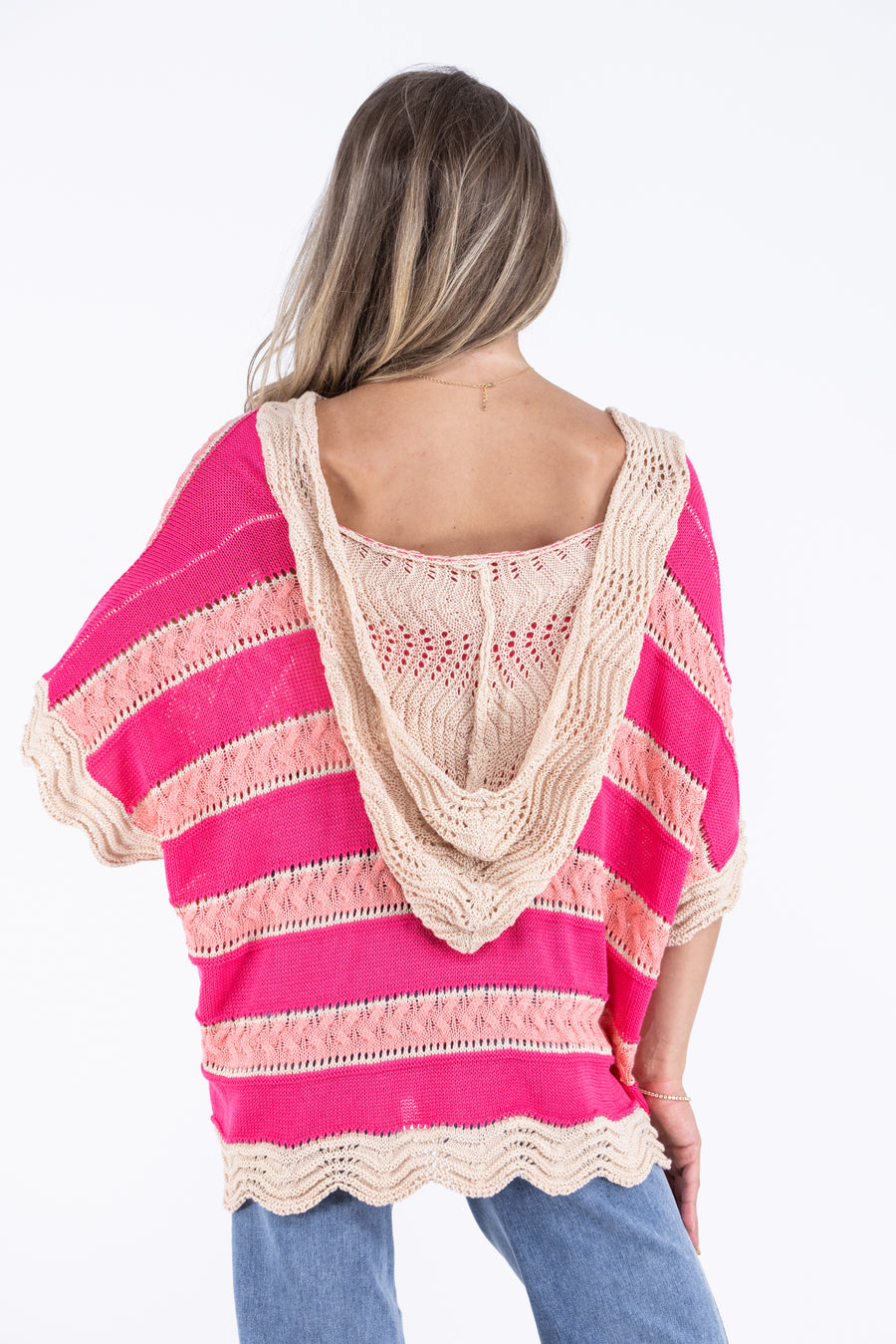 A Bit Chilly Women's Crochet Hooded Short Sleeve Top