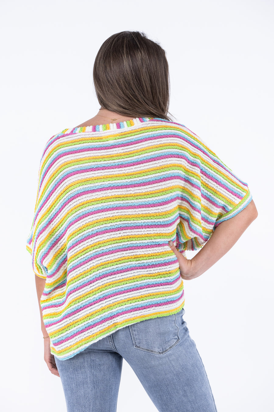 Peeking Through the Clouds Women's Striped Knit Short Sleeve Top