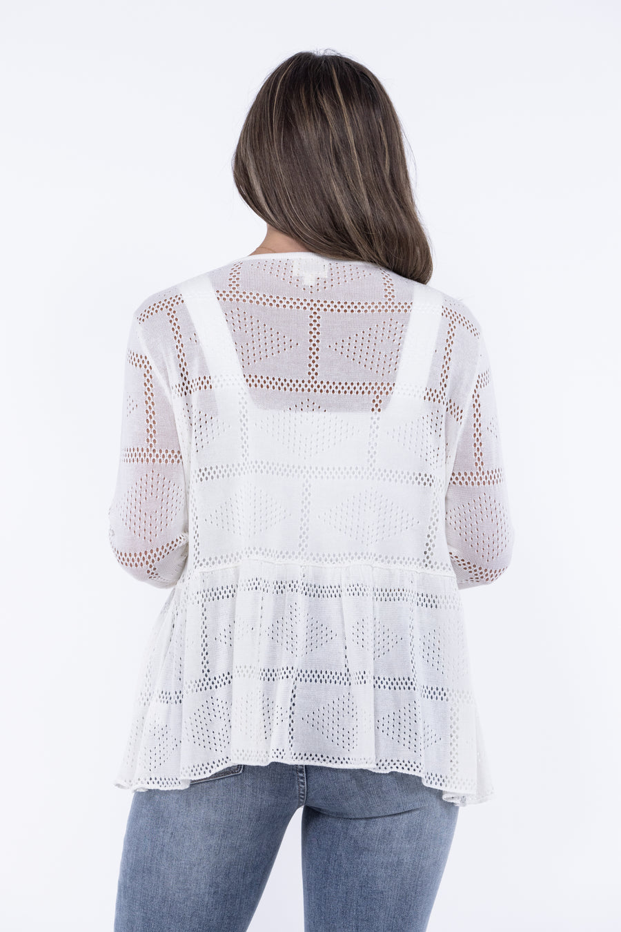 Lost in Myself Women's Pointelle Knit Peplum Top *Final Sale*