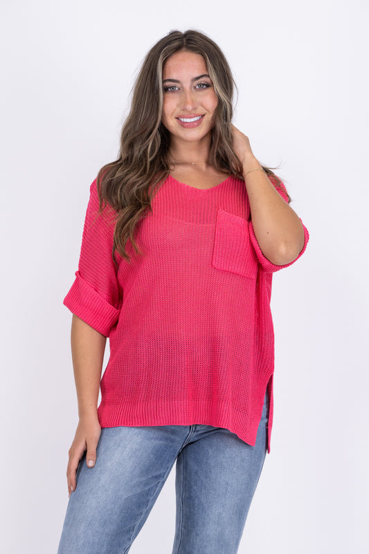 Nothing's Impossible Women's Bright Half Sleeve Sweater Top