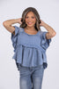 Ripples of Lace Women's Feminine Ruffle Short Sleeve Top