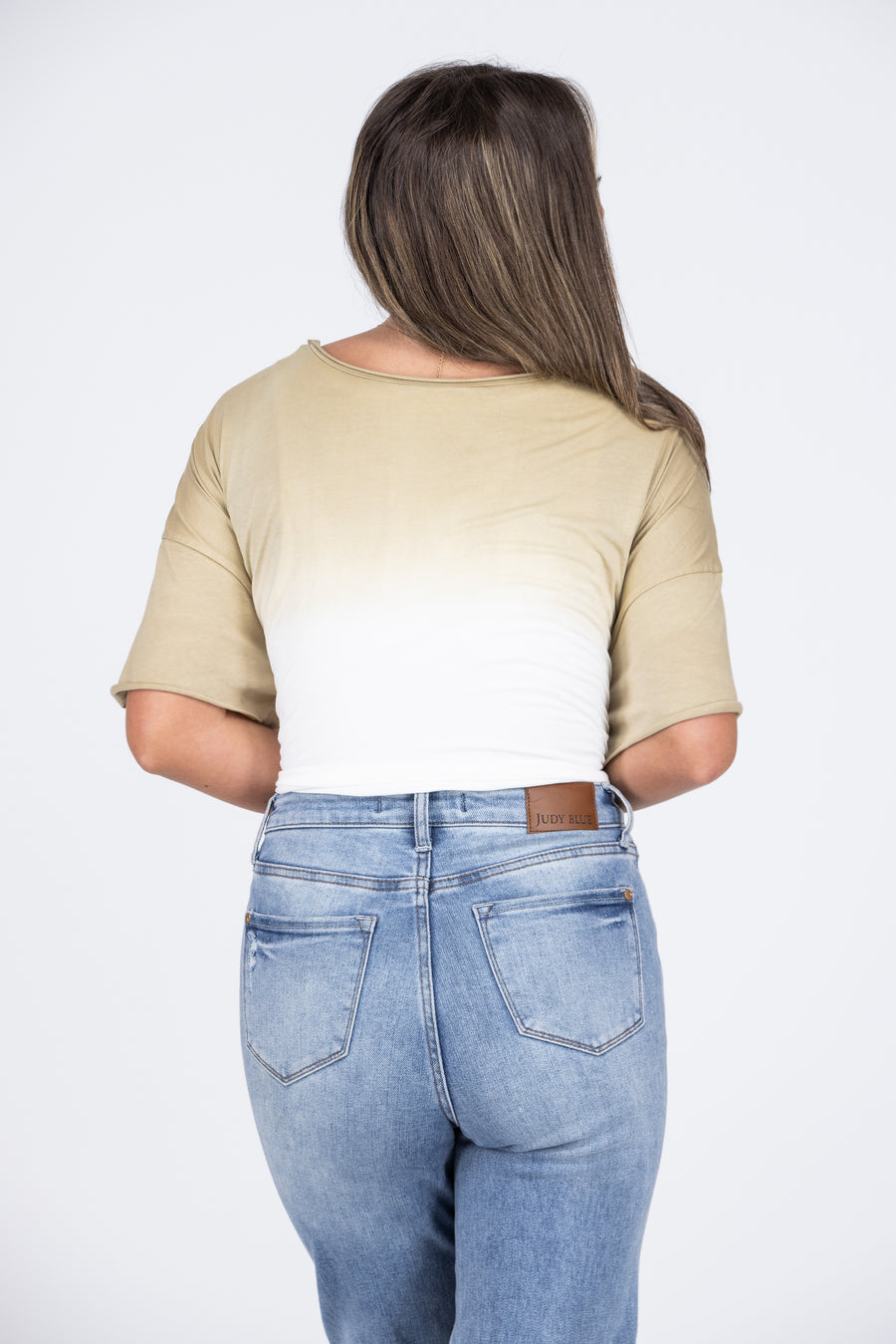 Big Time Play Women's Ombre Oversized Crop Short Sleeve Top