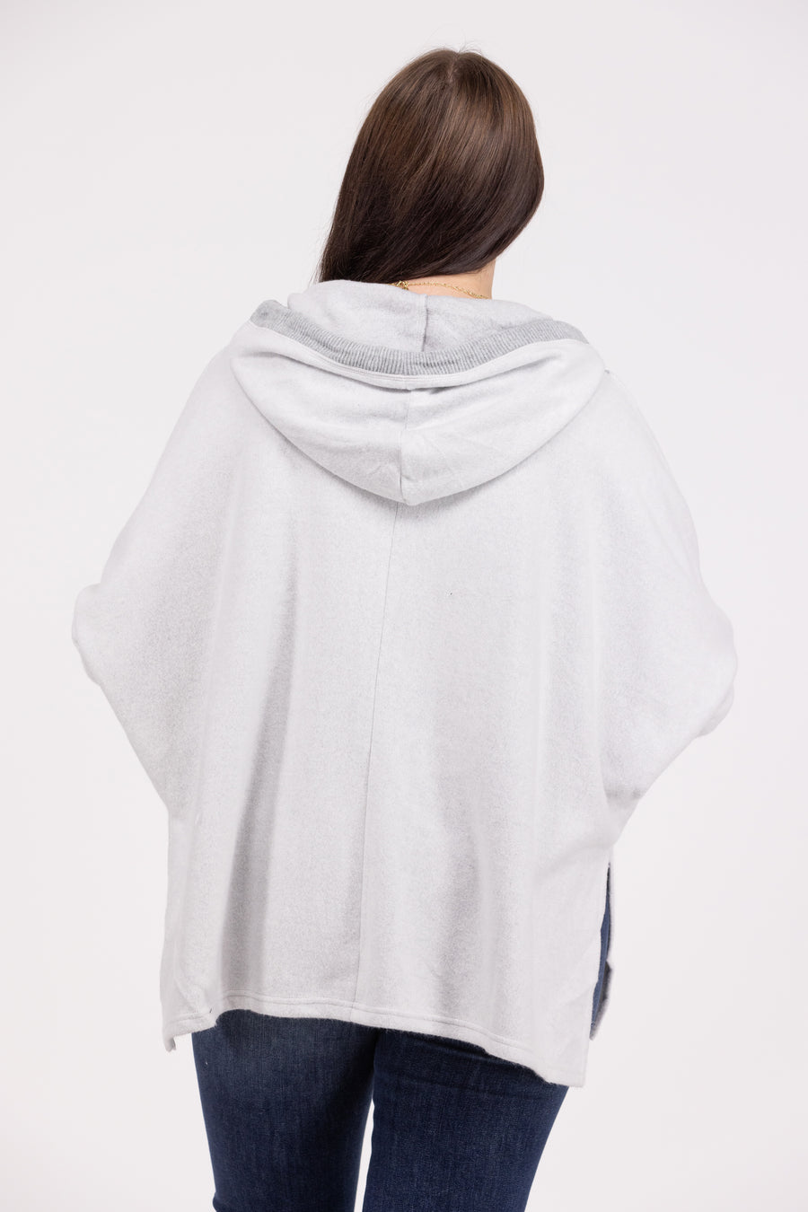 Time For Two Women's Loose Two Tone Hi-Lo Hoodie