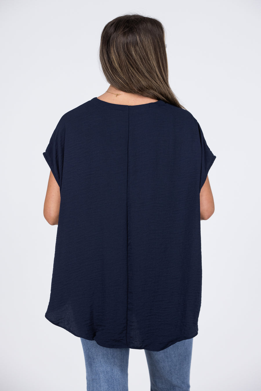 Hello Dolly Women's Twist Front Hi-Lo Short Sleeve Top