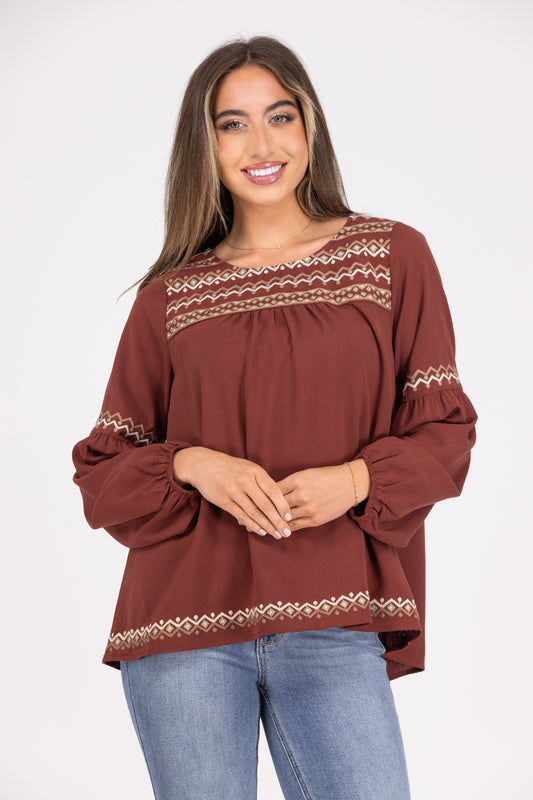 Busy Now Women's Flared Long Sleeve Top