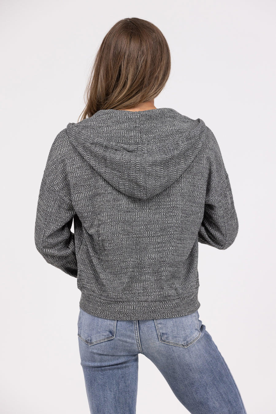 Sheer Style Women's Ribbed Zip Up Hoodie