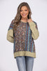 The Only Friend Women's Boho Multi Print Long Sleeve Top