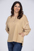 One Last Kiss Women's Ribbed 1/4 Button Down Long Sleeve Top