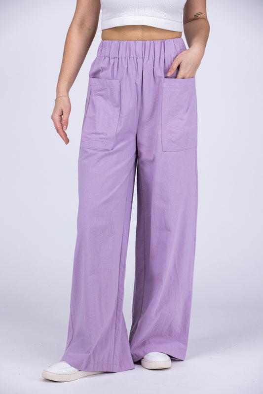 Front Pocket Women's Woven Cotton Pants