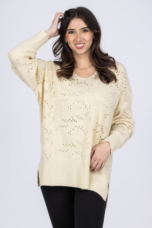 Beauty Within Women's Openwork Pattern Sweater