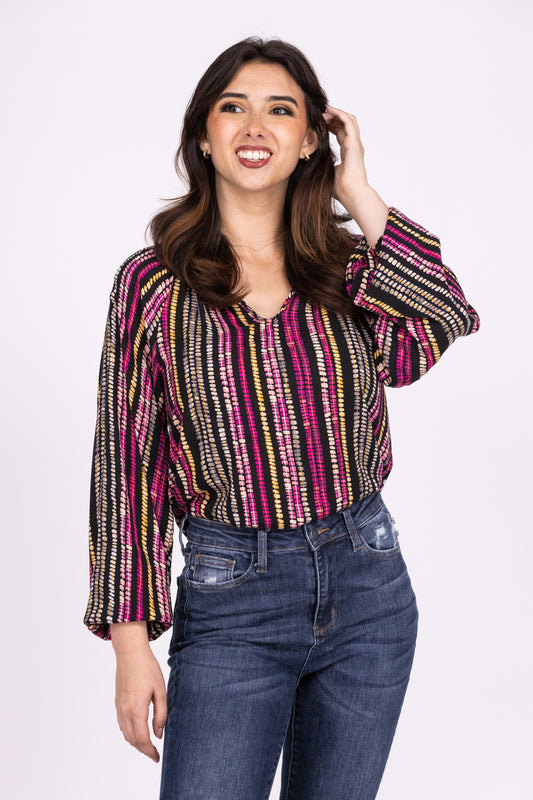 Lights Off Women's Oversized V-Neck Top * Final Sale*