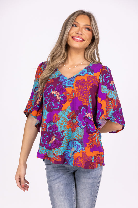 Wild Garden Women's Flowy Short Sleeve Top * Final Sale*