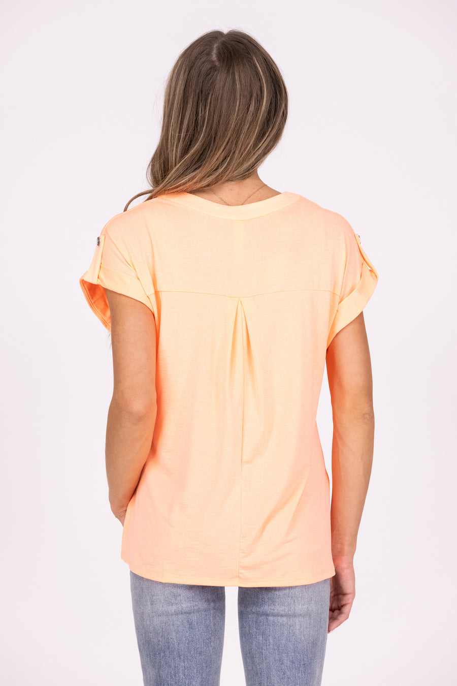 Women's Split Neckline Short Sleeve Top