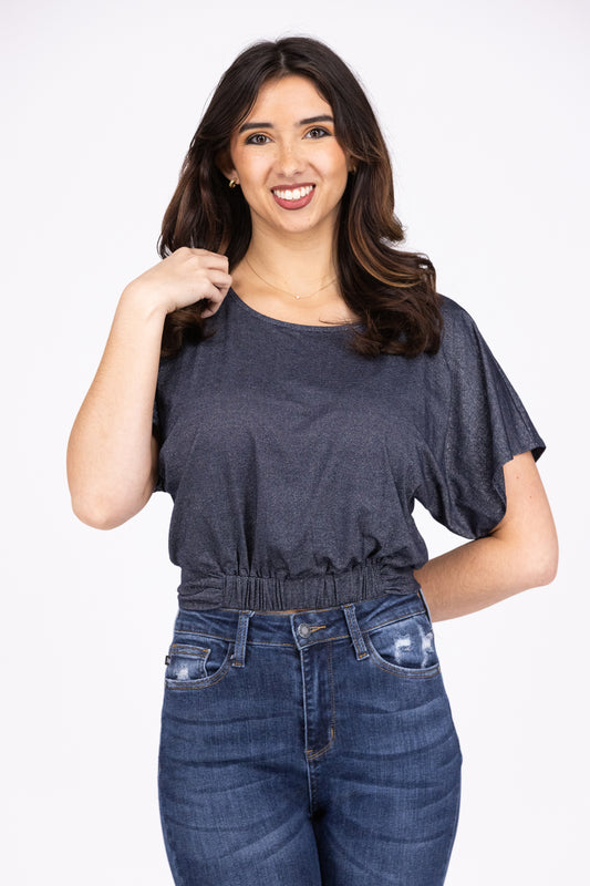 Galaxy Shimmer Women's Short Sleeve Crop Top * Final Sale*