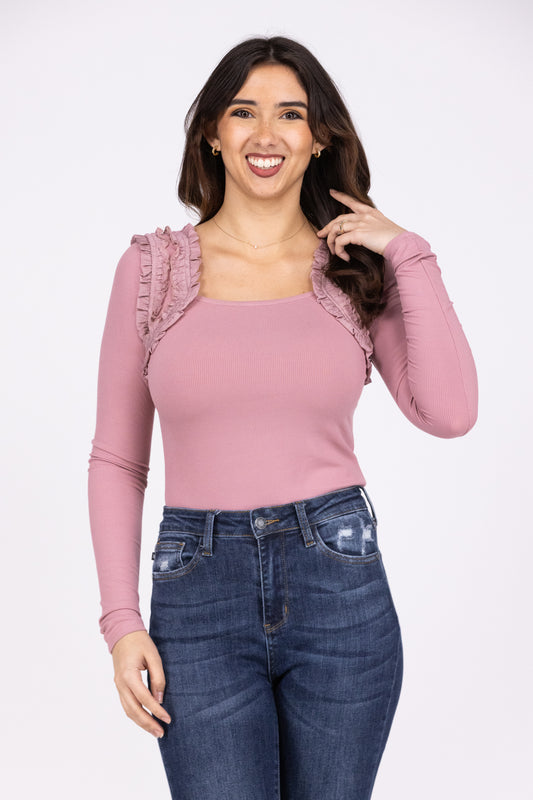 High Ambitions Women's Ruffle Long Sleeve Top