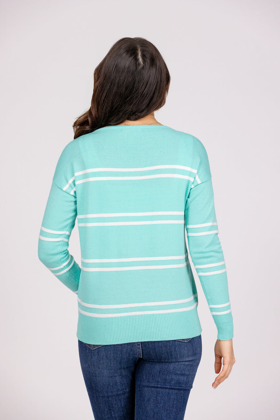 Fun and Fresh Style Women's Textured Striped Boatneck Pullover Sweater