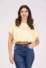 Pearl Days Women's Bubble Hem Cropped Short Sleeve Shirt