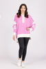 Peach Love Cupid's Heart Women's 1/4 Button Down Step Hem Sweater