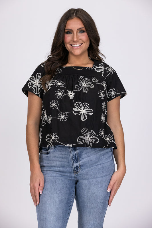 Blooming Confidence Women's Floral Short Sleeve Top