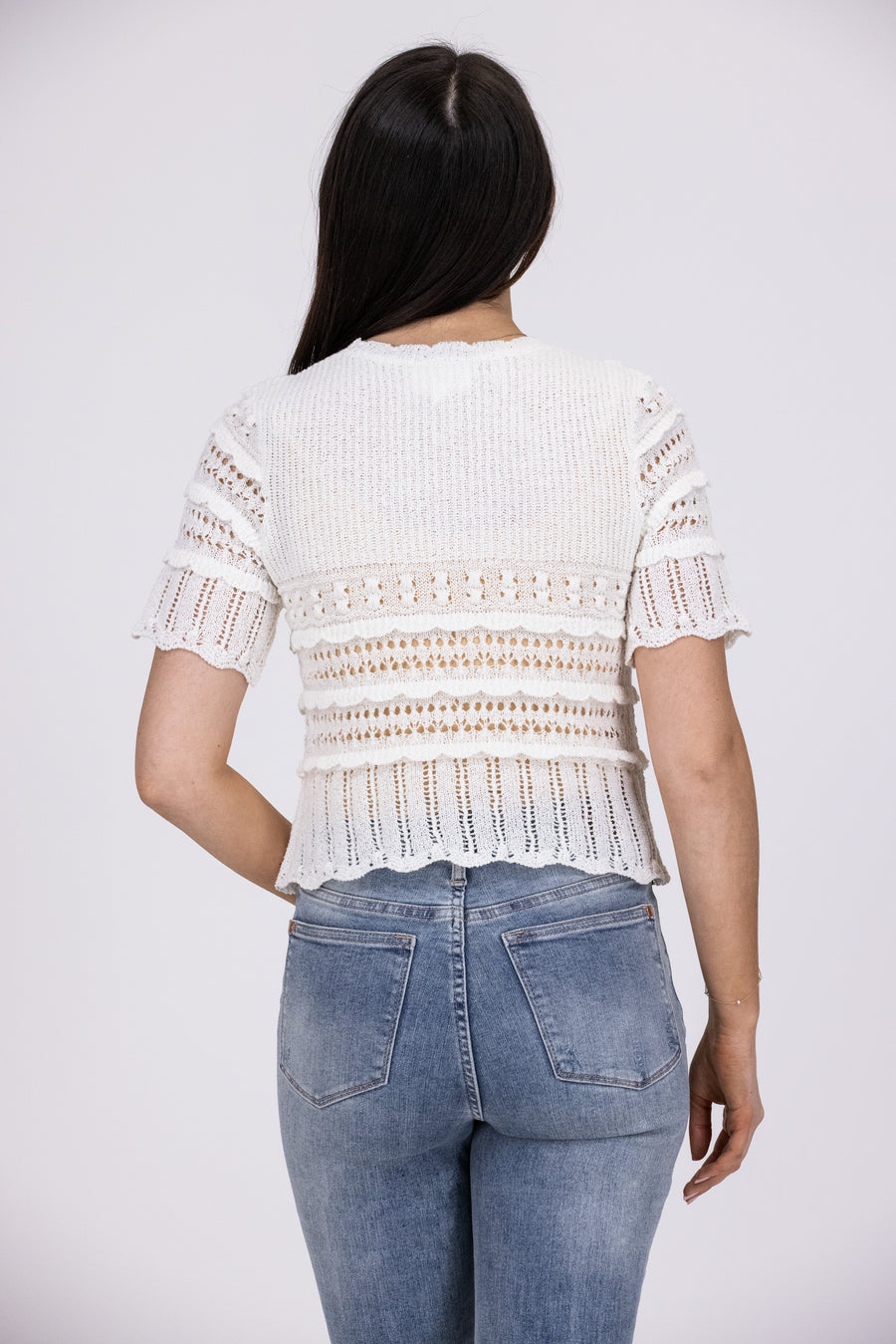 Not Much Different Women's Short Sleeve Crochet Top