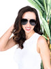 Women's Jet Black Aviator Sunglasses
