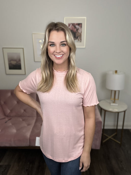 Up Above Women's Mock Turtleneck Short Sleeve Top * Final Sale*