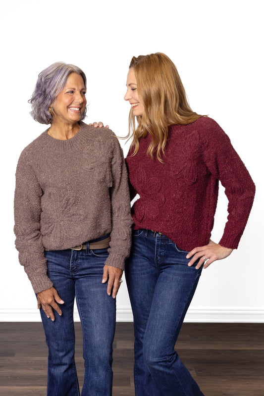 ALB Custom Women's Ribbed Neck Floral Sweater