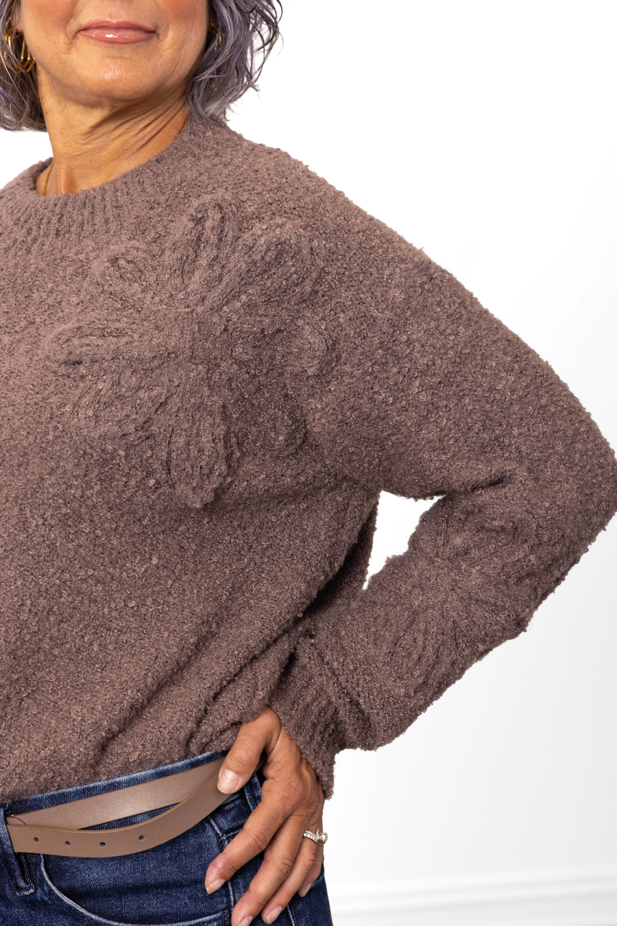 ALB Custom Women's Ribbed Neck Floral Sweater