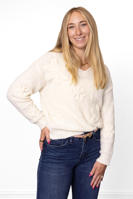 ALB Custom Women's V-Neck Floral Sweater