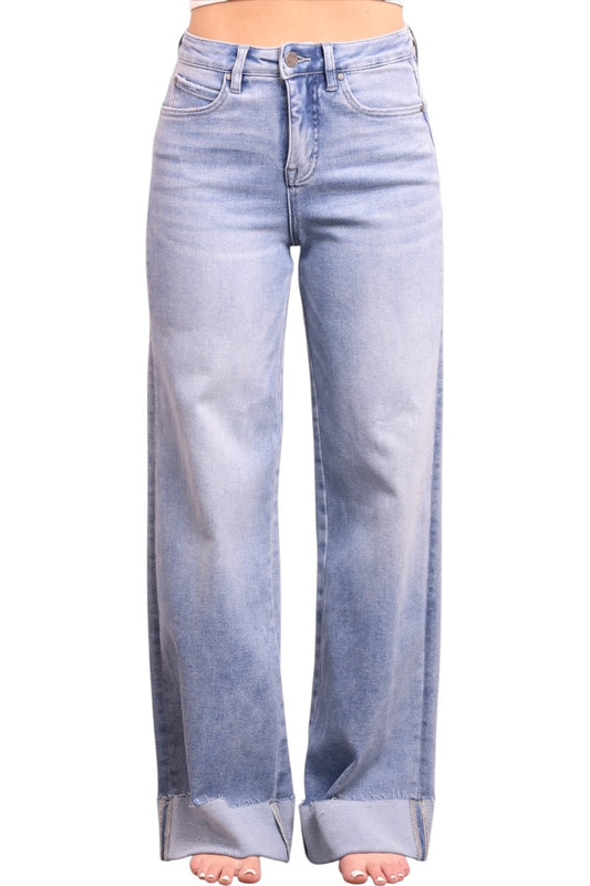 The Tarin by Ava Lane Mid-Rise Tummy Control Cuffed Wide Leg Jeans in Three Lengths
