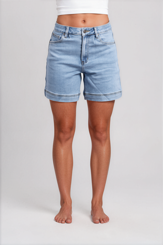 The Koda by Ava Lane High-Rise Light Wash Denim Shorts