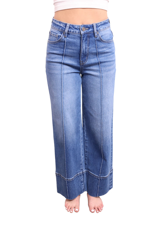 High-Rise Tummy Control Wide Hem Wide Leg Jeans