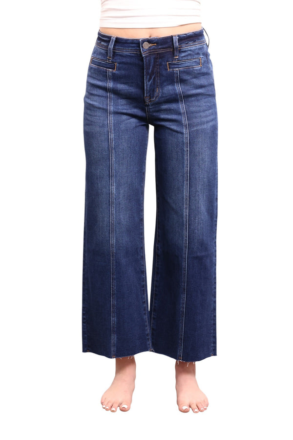 The Raya High-Rise Tummy Control Raw Hem Wide Leg Jeans