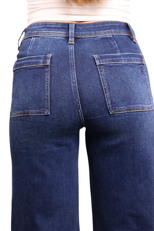 The Raya High-Rise Tummy Control Raw Hem Wide Leg Jeans