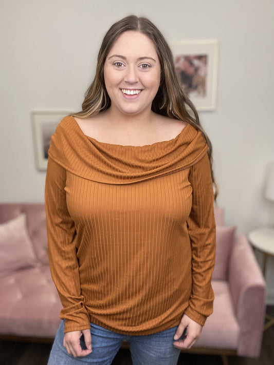 His Loss Women's Off Shoulder Long Sleeve Top *Final Sale*