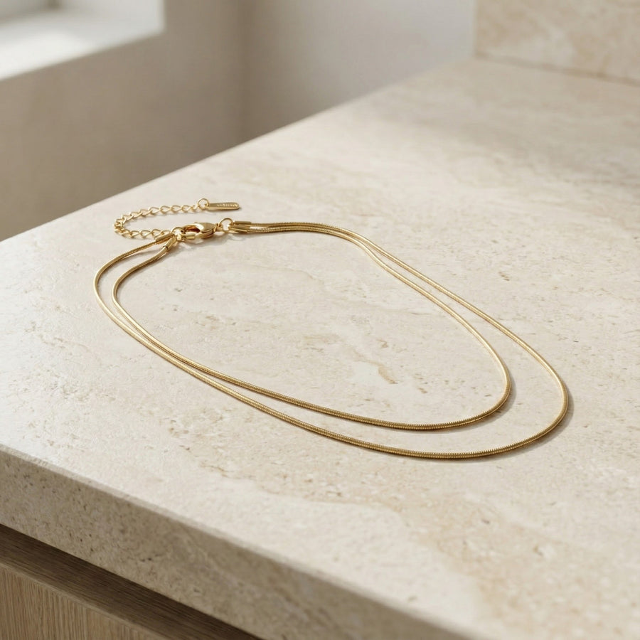 Layered Chain Necklace in Gold