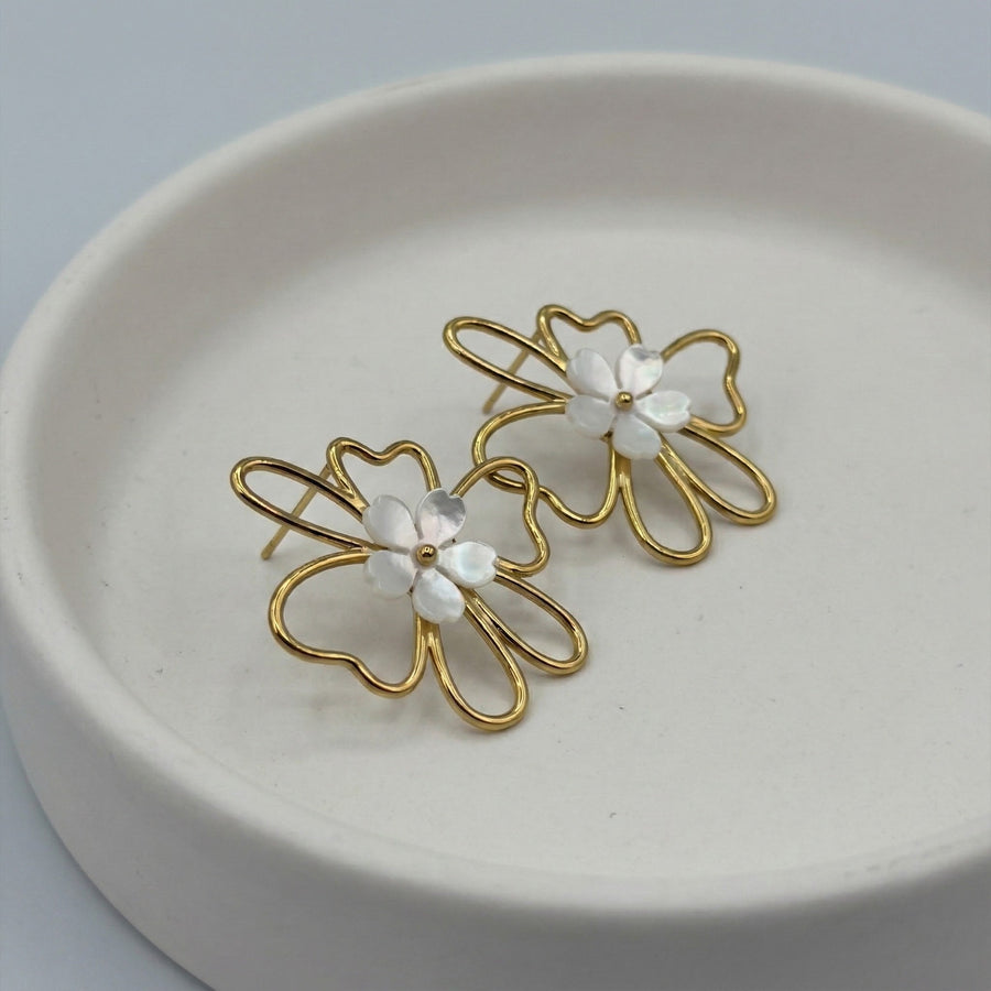 Floral Statement Earrings in Gold