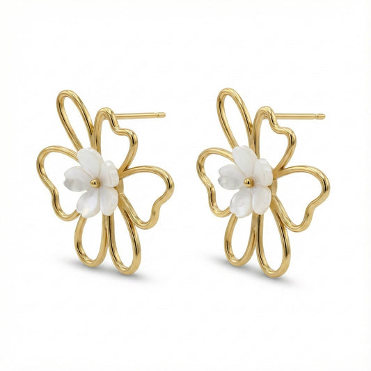 Floral Statement Earrings in Gold