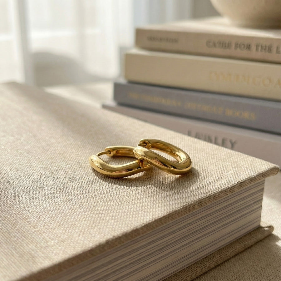 Sculpted Huggie Earrings in Gold