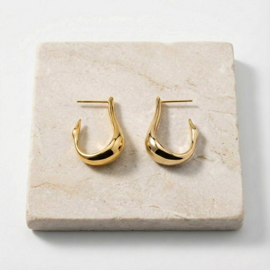 Elongated Hoop Earrings in Gold