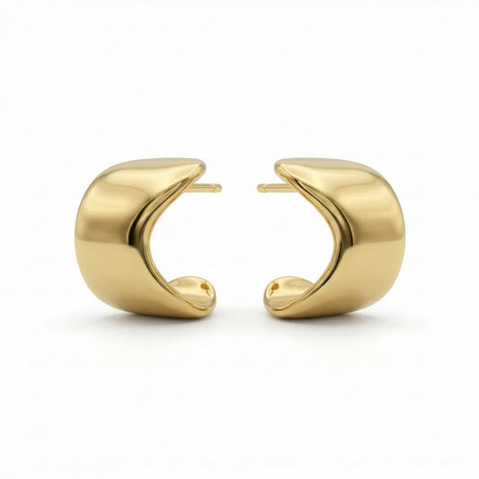 Wave Hoop Earrings in Gold