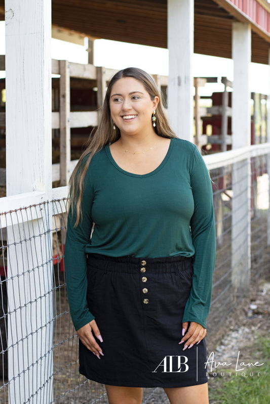 Not So Basic Women's Loose V-Neck Long Sleeve Tee *Final Sale*