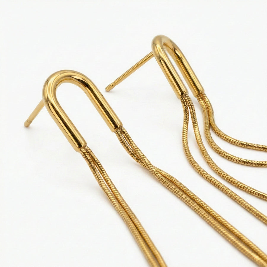 Long Drop Earrings in Gold