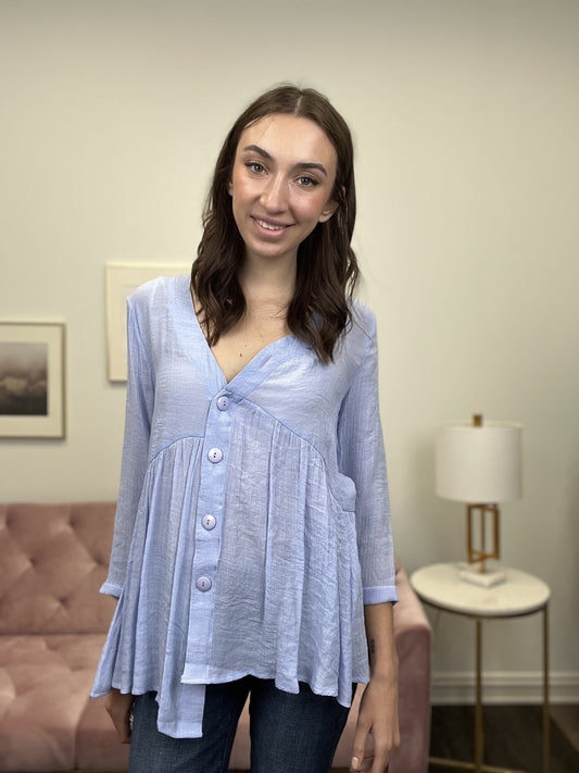 Girly Vibes Women's Lightweight Linen Long Sleeve Top *Final Sale*