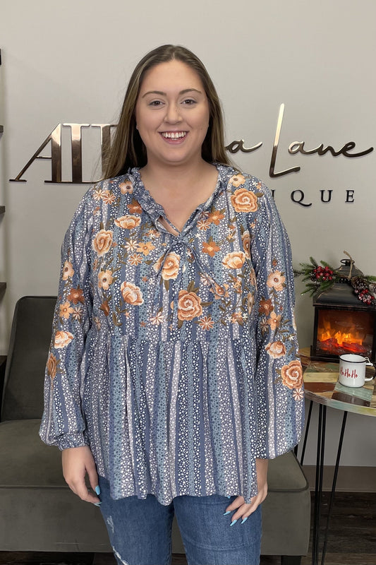 Take My Hand Women's Embroidered Long Sleeve Top *Final Sale*