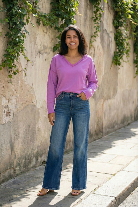 The Shelby by Ava Lane High-Rise Wide Leg Tummy Control Denim Three Lengths